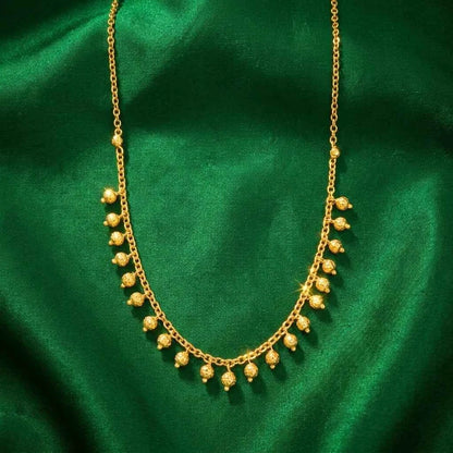 Gold Drop Charm Dokia Necklace for Women | Elegant Minimal Hanging Bead Necklace Design
