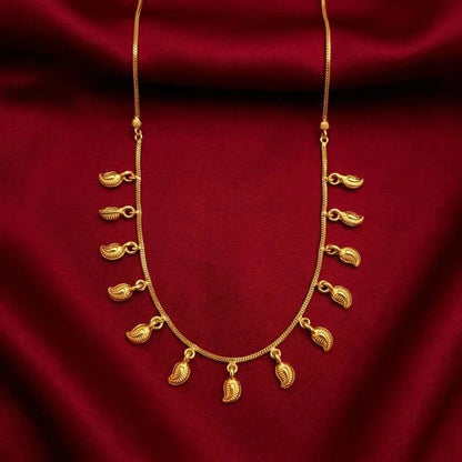 Gold Leaf Charm Dokia Necklace for Women | Elegant Hanging Pendant Minimal Necklace