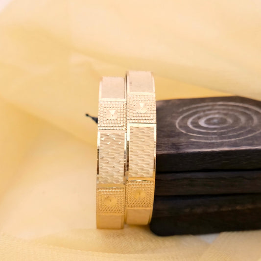 dual tone textured bangles, block design bangles, gold plated bangles, modern bangles, designer bangles, broad bangles