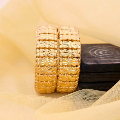 floral engraved bangles, flower design bangles, gold plated bangles, traditional bangles, designer bangles, broad bangles