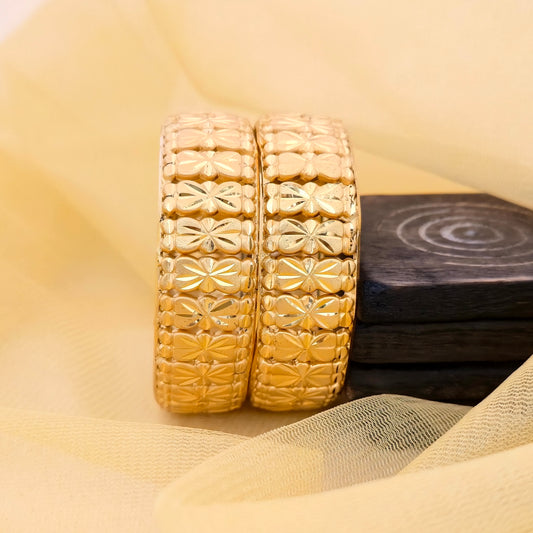floral engraved bangles, flower design bangles, gold plated bangles, traditional bangles, designer bangles, broad bangles