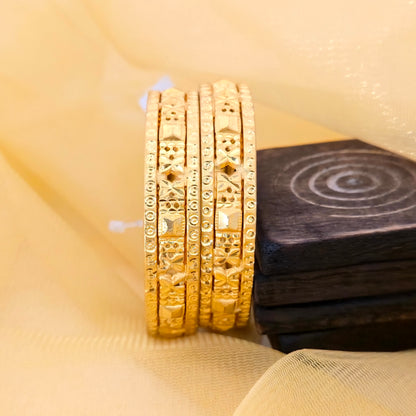 multi layer bangles, carved pattern bangles, gold plated bangles, traditional bangles, designer bangles, stacked bangles