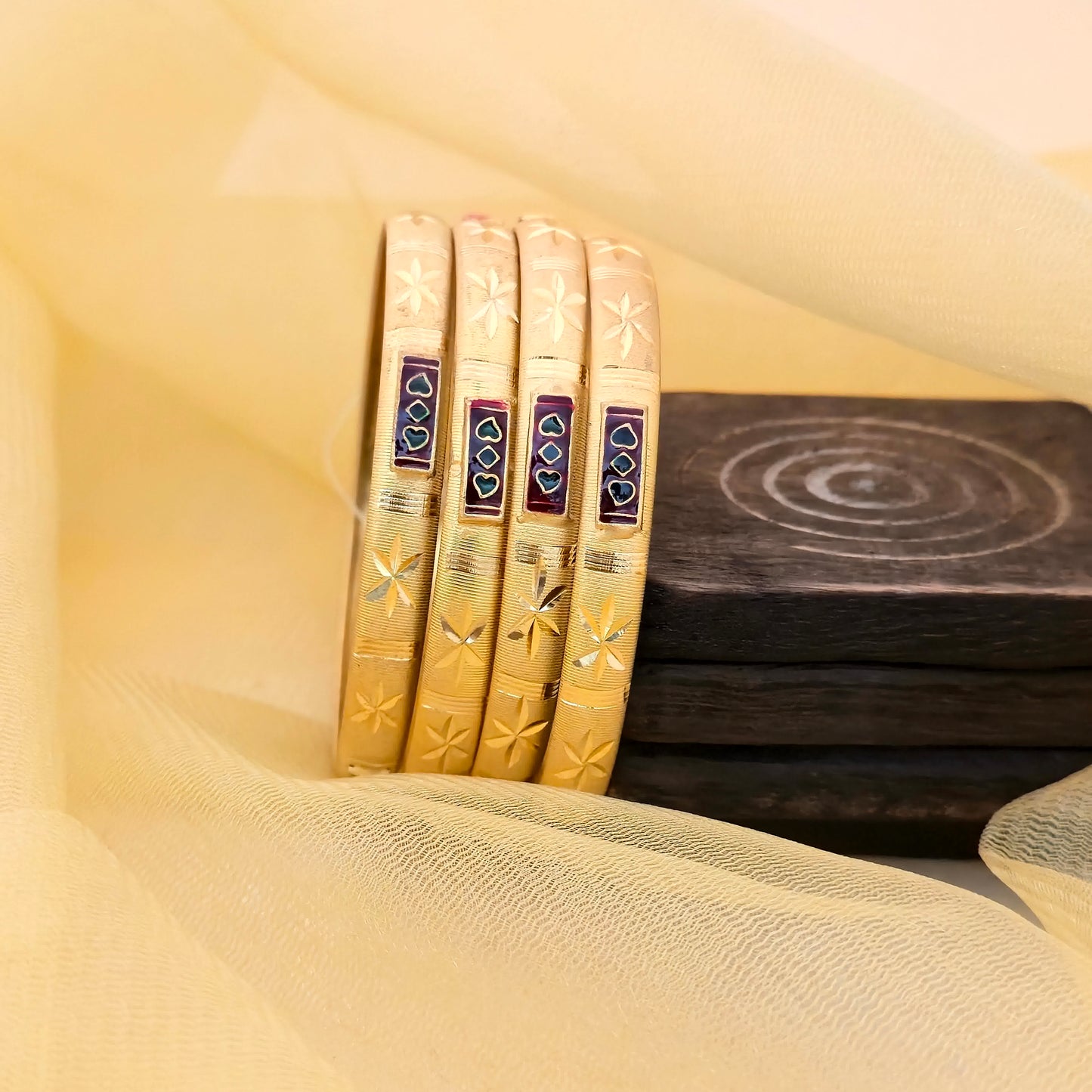 stone bangles set, designer bangles, floral engraved bangles, gold plated bangles, festive bangles, traditional bangles