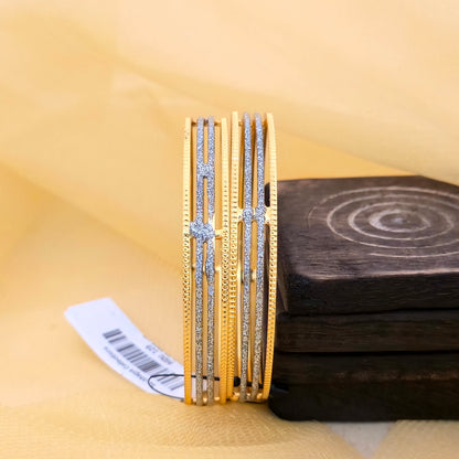slim cnc bangles, stackable bangles, dual tone bangles, gold silver bangles, sparkle bangles, designer bangles
