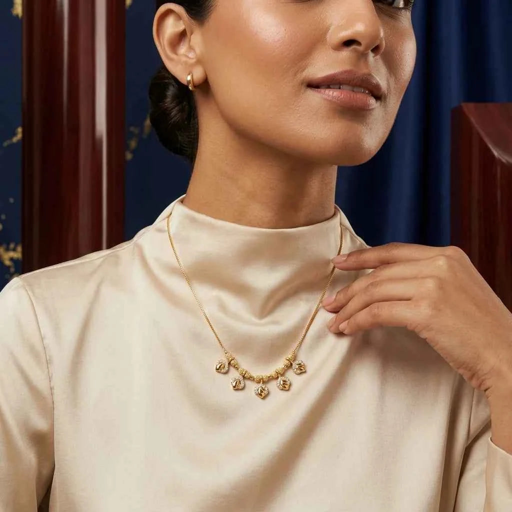 Heart Charm Dokia Necklace for Women | Gold Finish Minimal Pendant Necklace Design