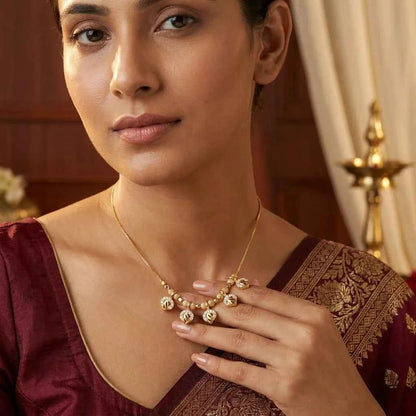 Heart Charm Dokia Necklace for Women | Gold Finish Minimal Pendant Necklace Design