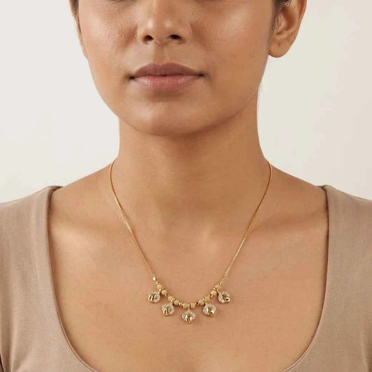 Heart Charm Dokia Necklace for Women | Gold Finish Minimal Pendant Necklace Design