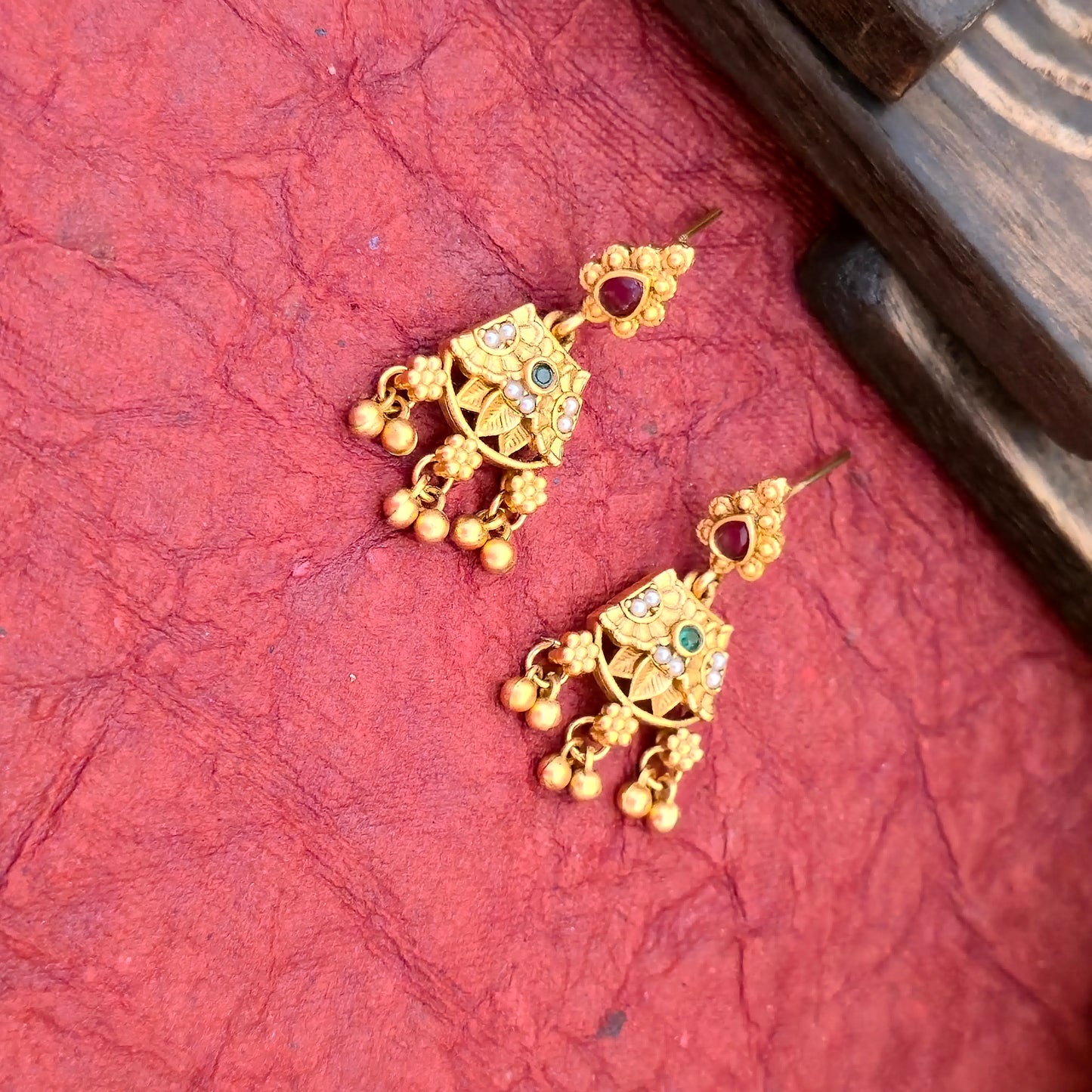 Antique Gold Plated Floral Stone Mangalsutra Set with Multicolor Beads & Black Double Chain | Traditional Designer Jewellery
