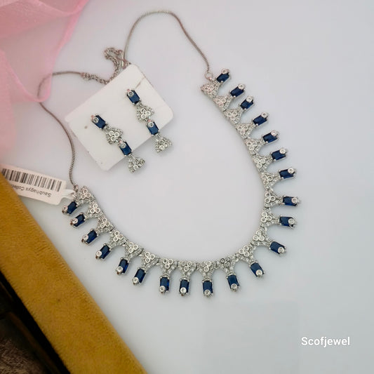Pink Stone Designer Necklace Set with Matching Earrings | Silver-Tone Traditional Necklace for Women