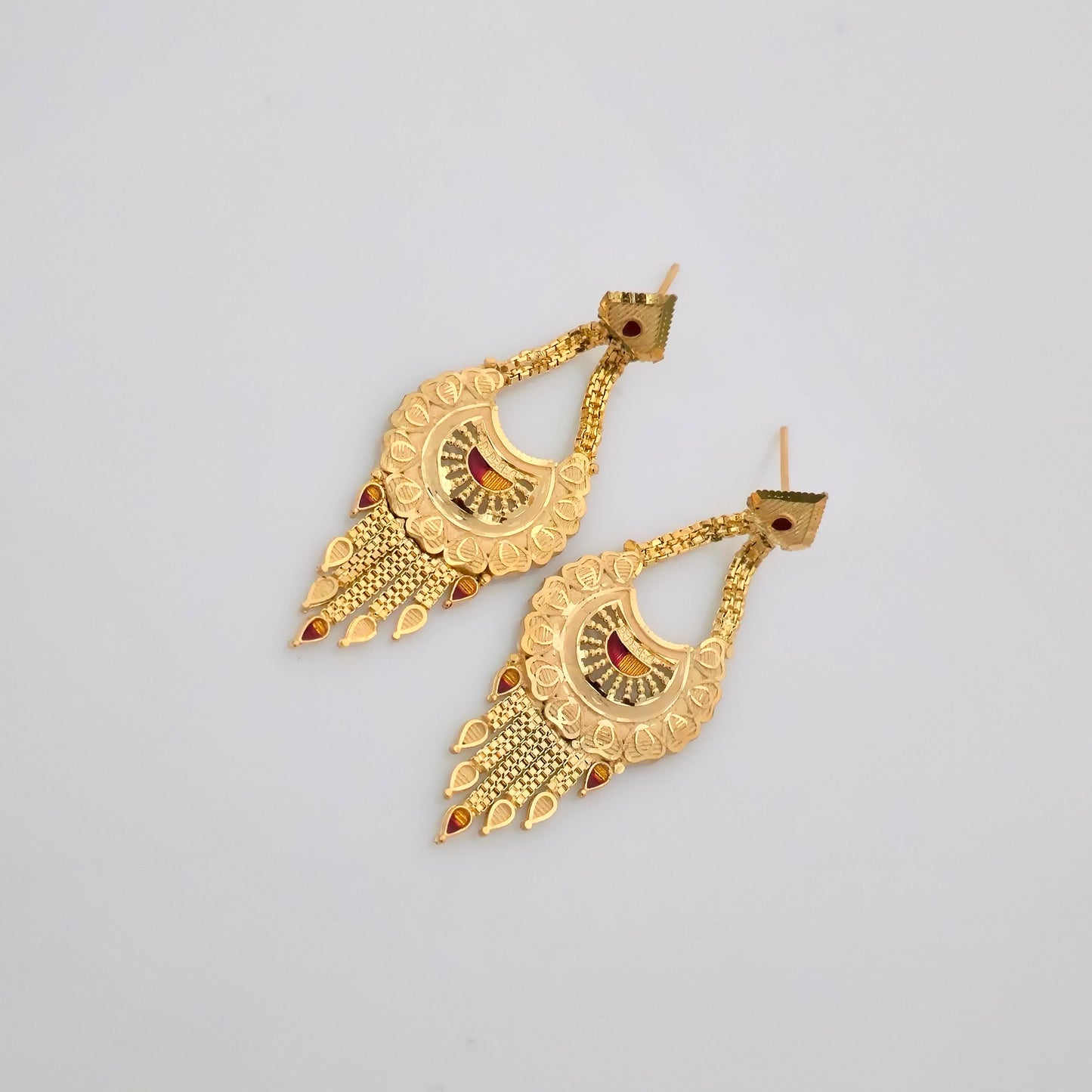 1 Gram Gold (Forming) Gold Tone Long Temple Necklace Set with Earrings | Traditional Designer Haram Jewellery for Women
