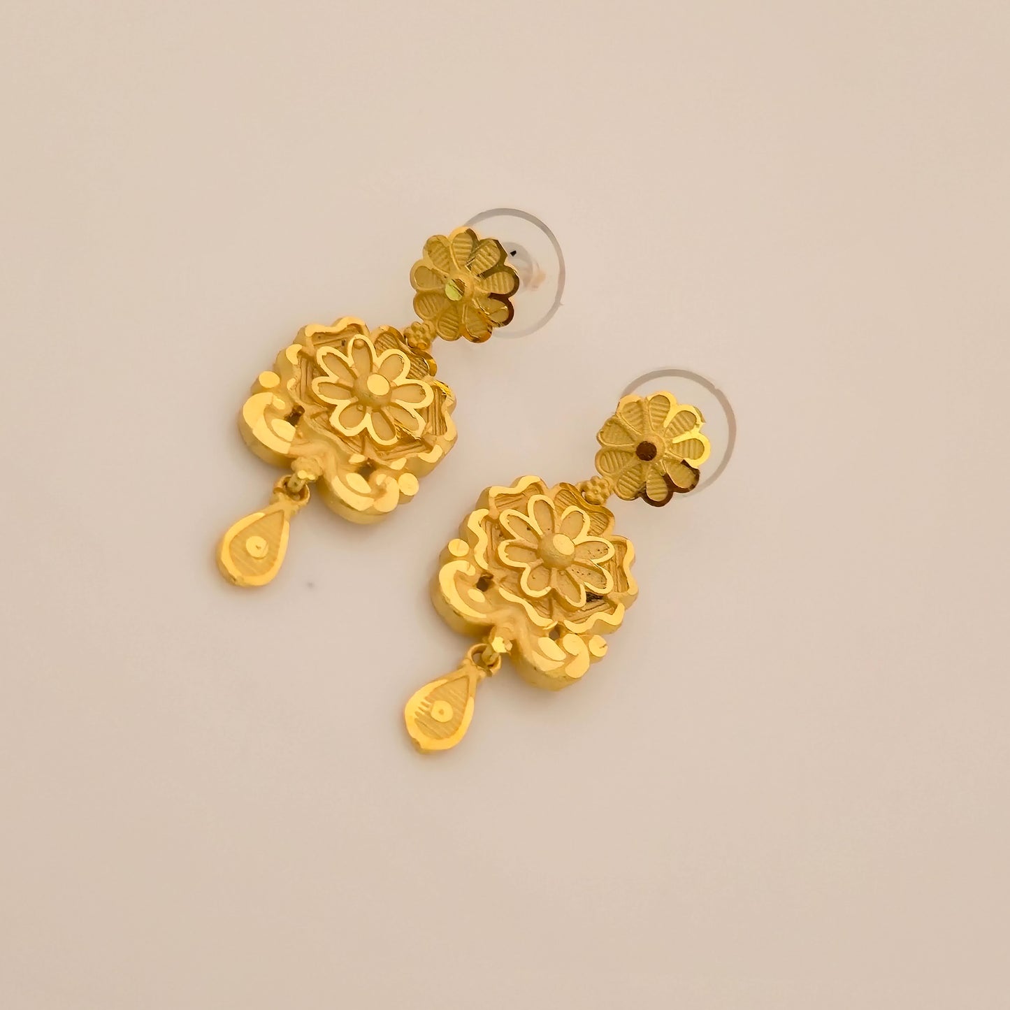 1 Gram Gold (Forming) Gold Tone Floral Antique Choker Necklace Set | Traditional Designer Necklace with Earrings for Women