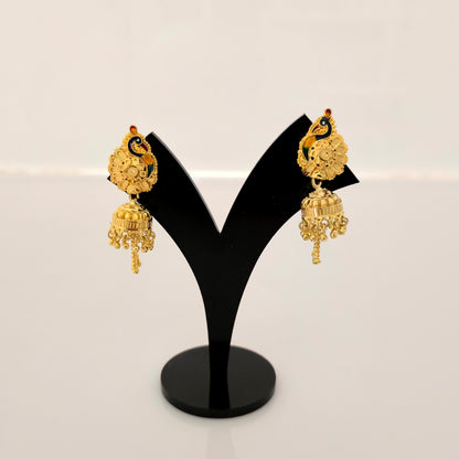 1 Gram Gold (Forming) Gold Tone Peacock Design Traditional Necklace Set with Earrings | Designer Antique Jewellery for Women
