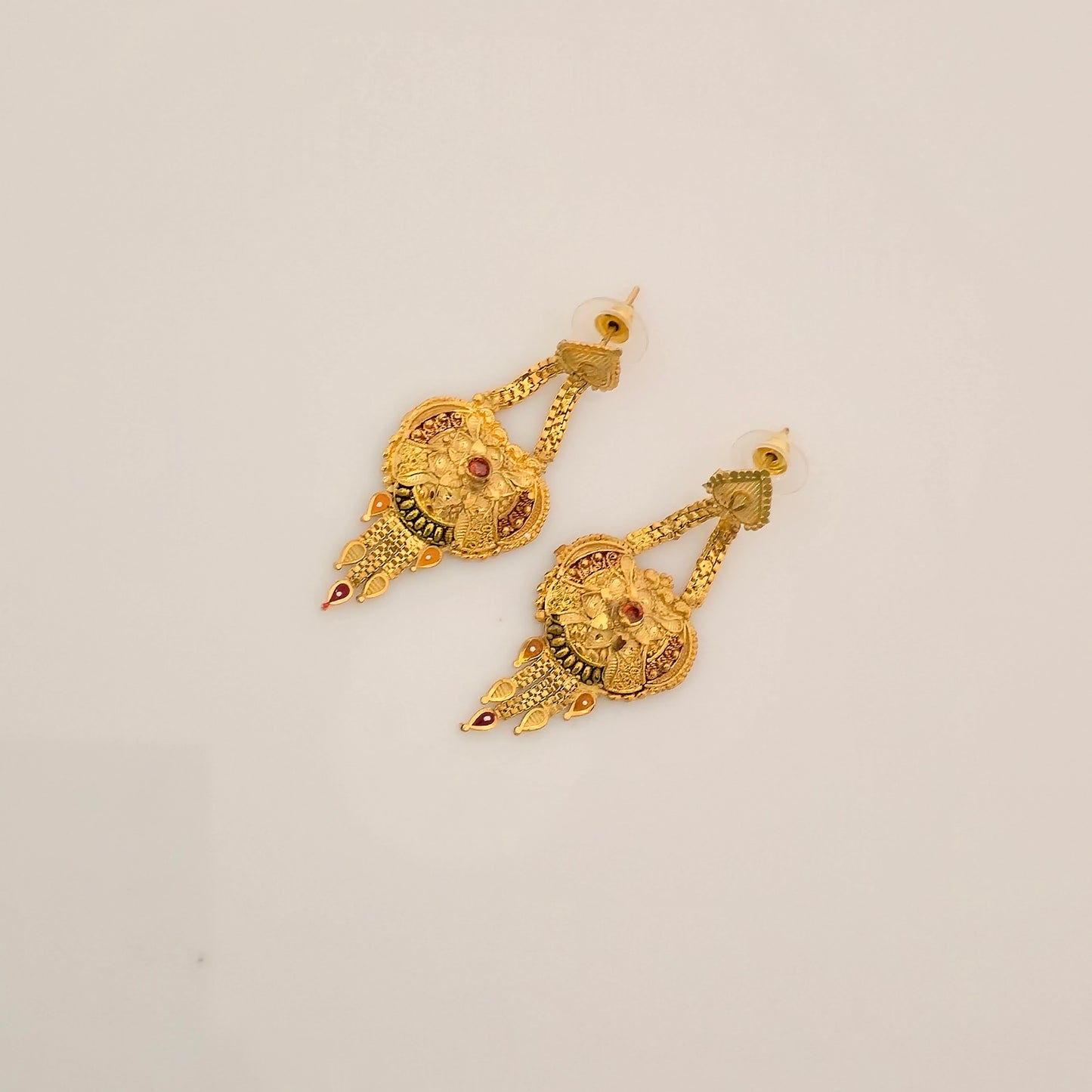 1 Gram Gold (Forming) Gold Tone Traditional Pendant Necklace Set with Earrings | Antique Designer Jewellery for Women