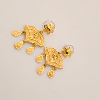 1 Gram Gold (Forming) Gold Tone Traditional Layered Choker Necklace Set with Earrings | Antique Designer Jewellery for Women