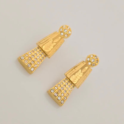 1.5 Gram Gold (Forming) Gold Tone Minimal Design Necklace Set | Elegant Geometric Necklace with Earrings for Women