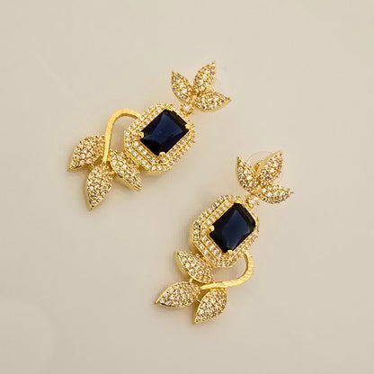 1.5 Gram Gold (Forming) Gold Tone Pink Stone AD/Zirconia Leaf Design Necklace Set | Elegant Designer Necklace with Earrings for Women