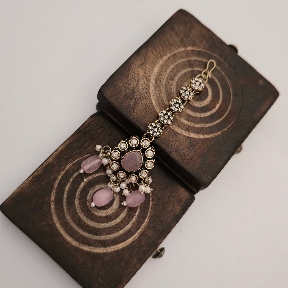 Moissanite and AD Necklace Set with Pearl Drops, Matching Earrings and Maang Tikka | Designer Jewellery for Women