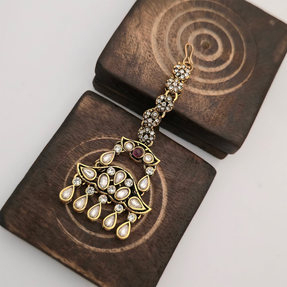 Moissanite and AD Multicolour Necklace Set with Matching Earrings & Maang Tikka | Peacock Design Jewellery for Women