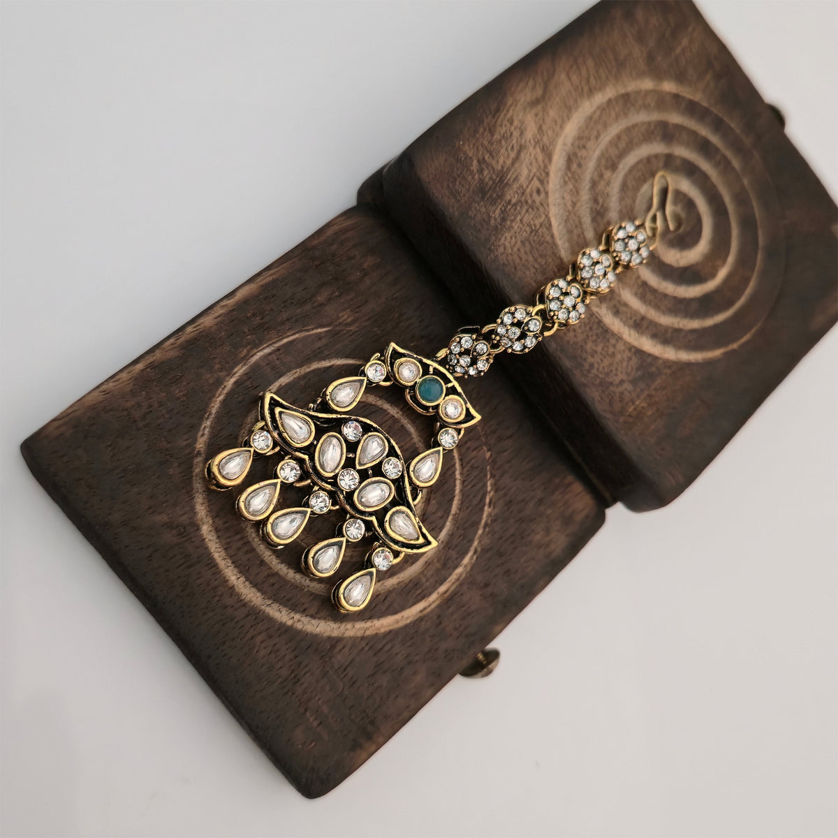 Moissanite and AD Multicolour Necklace Set with Matching Earrings & Maang Tikka | Peacock Design Jewellery for Women