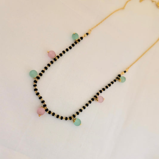 pastel mangalsutra, black bead mangalsutra, dokiya necklace, trendy mangalsutra, daily wear mangalsutra, lightweight mangalsutra, modern mangalsutra