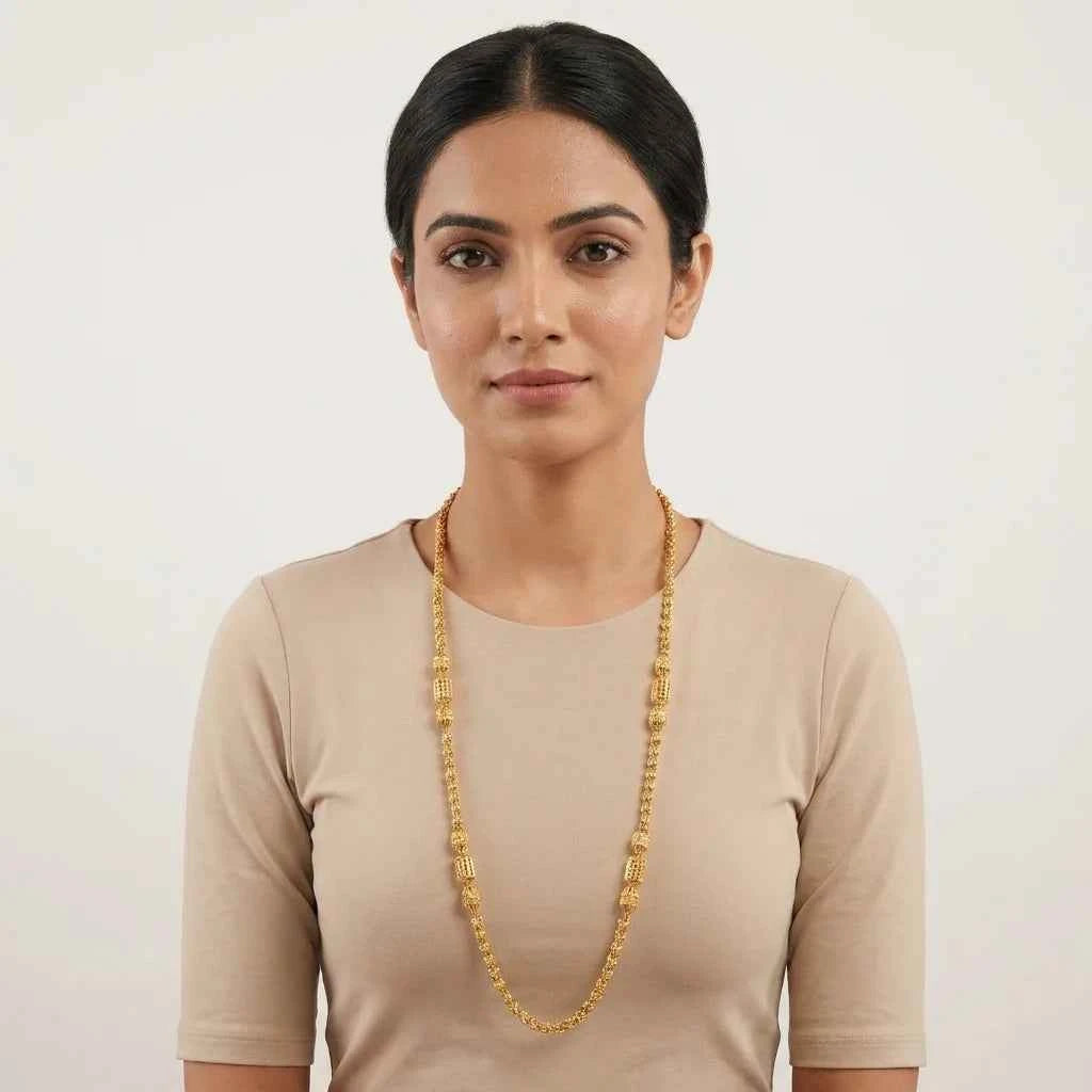 Premium MOP Designer Long Chain for Women | Traditional Gold Polish Ethnic Necklace