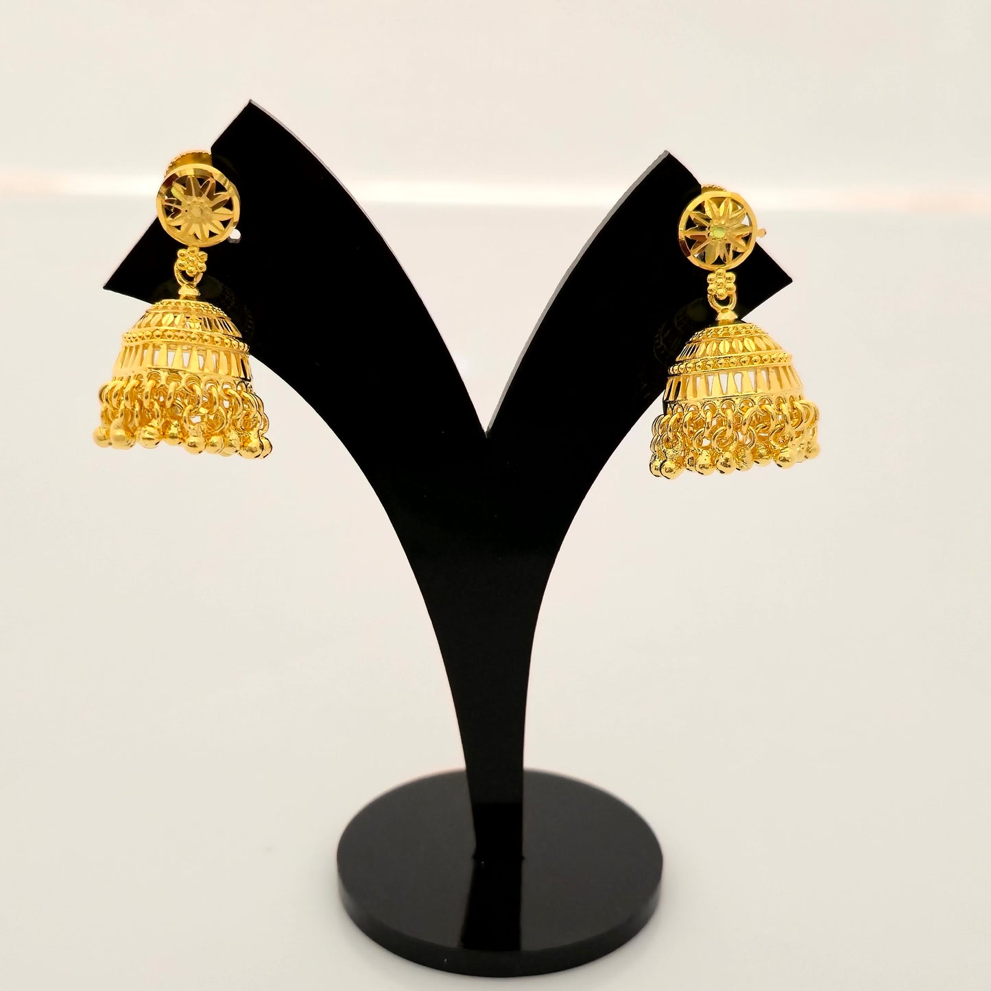 1 Gram Gold (Forming) Long Temple Necklace Set with Dual Pendant Design & Traditional Jhumka Earrings | Antique Haram Jewellery