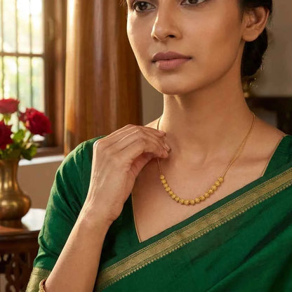 Textured Gold Bead Dokia Necklace for Women | Elegant Minimal Daily Wear Necklace