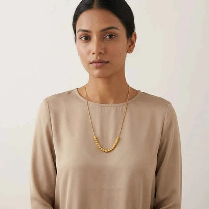 Textured Gold Bead Dokia Necklace for Women | Elegant Minimal Daily Wear Necklace