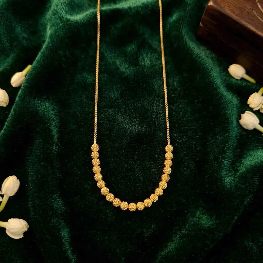 Textured Gold Bead Dokia Necklace for Women | Elegant Minimal Daily Wear Necklace