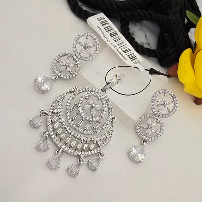 white_dangling_pendant_set_for_women - Saubhagya Collection 